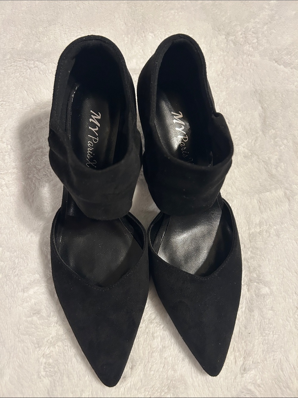 My Paris X Women's Black Pointed Toe Ankle Strap Dress shoes women SZ 7.5 witchy - Picture 5 of 11